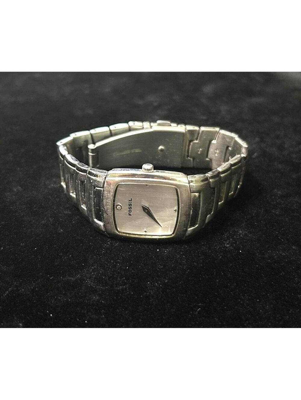Vintage Fossil Silver Tone Watch | Minimalist Industrial Y2K Wristwatch Jewelry